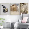 Nordic Golden and Black Wing Wall Art Canvas Paintings Abstract Leaves Wall Art Prints and Posters for Living Room Home Decor3238