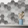 10 pçs telha adesivos piso à prova dwaterproof água hexagonal cozinha adesivo telhas adesivo de parede decalque arte decoração do banheiro 240301