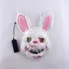 Designer Masks LED GLOWENDE COSPLAY Bloody konijnenmasker Halloween Scary Killer Bunny Hoofddeksel Carnaval Masquerade Dance Horror Costume Props