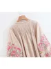 Spring Fashion Women Tassel Floral Hafdery lniane bawełniane plażowe bohemijskie koszule bluzki