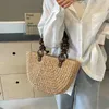 HBP Small Straw Underarm Bags for Women 2024 Summer Shoulder Bags Lady Travel Handbags Female Simple Weave Tote Bag