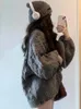 Женские свитера Deeptown, винтажный серый свитер большого размера, женский вязаный джемпер в стиле Харадзюку, хиппи с v-образным вырезом, корейские модные зимние толстые топы Y2K