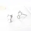 Boucles d'oreilles à tige en argent Sterling 925, chaton mignon brossé givré pour femmes, mode coréenne