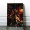 Preto dourado leão tigre papagaio entre flores luxuoso animal cartaz arte moderna pintura em tela para sala de estar decoração da parede 329v