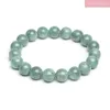 Strand Fashion Calcédoine verte naturelle Birmanie Jade Bracelets Hommes et femmes Bijoux de charme Guérison Corde élastique Couple Perle 6/8/10 / 12mm