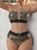 Metallic Stitch Push Up Bikini 2024 Frauen Sexy Badeanzug Hohe Taille Bademode Badegäste Baden Schwimmen Badeanzug Weibliche Bademode 240309