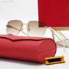 2022ピンクのサングラスデザイナー女性男性高級カーターキュービックジルコンバッファローホーングラスリムレスバフシェードフレームレスカルティアイウェアラウンド楕円形の眼鏡