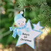 Maxora Personalized Baby First Christmas Ornaments Blue Boy Pink Girl Star As Craft Souvenir For Natal Baby Gifts2052