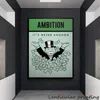 Gemälde Sechs Designs Motivierende abstrakte Leinwand Geld Poster Cartoon Ölgemälde Graffiti Wandkunst Denkweise Büro Dekor2203