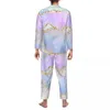 Mäns sömnkläder elegant vårguld glitter tryck estetisk överdimensionerad pyjama set man långa ärmar romantisk hemdesigndräkt