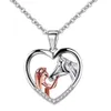 Fashion New Girl And Horse Colored Heart Pendant With Collar Necklace Lover Gift Necklace