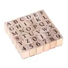 Opbergflessen Houten Stempel Letter Stempels Houten Speelset Vintage Alfabet Nummer Rubber Kinderspeelgoed