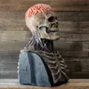 Máscaras de desenhista Nova Máscara de Terror de Halloween 3D Realidade Cabeça Cheia Máscara de Crânio Capacete de Mandíbula Móvel Esqueleto Látex Máscara Assustadora Halloween Masquerade Prop