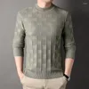 Men's Sweaters High End Square Plaid Jacquard Round Neck Sweater 2024 Autumn/winter Fashionable Luxury Elastic Warm Knitted Pullover