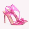 Grossi Rossi clear PVC stiletto Sandals Women Patent Leather Sexy party Pumps10cm Summer Shoes Luxury designer sandals With box