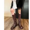 Botas de salto grosso Botas de tornozelo de inverno com couro menos joelho alto Chelsea Slim Chivalry para mulheres grossas mulheres sapatos saltos 230830