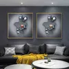 Romantic Metal Figure Statue Art Frame Canvas Painting 3D Abstract Posters and Prints Wall Pictures Living Room Home Decoration H1265e