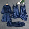 Damska odzież snu Lady Nightgown Jedwabny satynowy koronkowy patchwork piżama z górnymi szortami spodnie luźne w talii odzież domowa