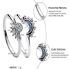 2pc/set Summer Couple Ring Set Sky Blue Sparkling Moon and Sun Ring 2024 New Women's Stackable Finger Set Engagement Jewelry