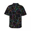 Chemises décontractées pour hommes Lignes courbes Chemise hawaïenne Hommes Plage Impression colorée Manches courtes Confortable Custom DIY Vintage Blouses surdimensionnées