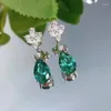 Boucles d'oreilles en forme de poire en argent Sterling 925, boucles d'oreilles en Tourmaline Paraiba naturelle, goutte d'eau, élégantes, bijoux de fête de mariage, 8 à 12mm