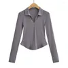 Dames T-shirts Sexy Crop Tops Dames 2024 Zomer Shirt Wit Lange mouwen Tees Koreaanse stijl Cropped Top Vintage V-hals Zwart Roze