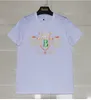 T-shirt polo da uomo alla moda con stampa di lettere a rombi caldi, girocollo ampio, maniche corte