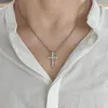 Hänghalsband Zirconia Cross Crystal Necklace Silver Color Box Chain Female Choker Fashion Smycken gåvor för kvinnor flickor