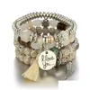 Charm Armbänder Ich liebe dich Charms Mode Flügel Runde Anhänger Reis Perlen Perlen Armreif Liebhaber Paare Geschenk Böhmische Colorf Mtilayer Elas OT21T