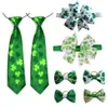 Dog Apparel ST Patrick's Pet Supplies White Green Hiar Bows Bow Tie Neckties Small Hair Accessores Bowties Large Ties263J