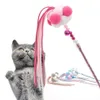 고양이 장난감 프린지 벨 재미있는 스틱 고품질 폴리 에스테르 울 볼 직물 PVC 튜브 301Q