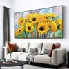 Dipinti Pittura a olio fatta a mano di grandi dimensioni Girasole astratto su tela Modern Wall Art Home Decorare Dipinto a mano Immagine spessa301I