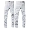 Jeans roxo marca masculina jeans fino ajuste magro sólido branco calças jeans streetwear 895