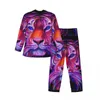 Herren-Nachtwäsche, niedlicher Tiger-Kunst-Pyjama, Mann, abstraktes Tier, Freizeit, Frühling, 2-teiliges, lockeres, übergroßes Design-Set