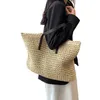 Bolsas de playa Bolsa tejida de hierba Bolso de moda de verano de hombro de estilo occidental de gran capacidad para mujer