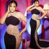 2024 Aso Ebi Mermaid Black Prom Dress Beadings Crystalls Вечерняя формальная вечеринка второй прием 50 -летия платья обручальные платья с днем рождения