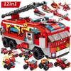 Camion de pompier 561 pièces Mini figurines accessoires de voiture blocs enfants jouets jouets enfants briques blocs de construction ensemble jouet éducatif pour garçon C277M