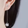 Boucles d'oreilles à clous en argent plaqué fleur, bijoux pour femmes, perle en Zircon CZ, Bijou de fête pour fille, à la mode