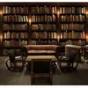 European retro bookshelf coffee shop dessert shop wallpaper study office sofa reading room background wall mural Waterproof262i