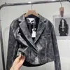 designer Chaopai Series ss New Product Wiped Color Wide Pattern Design Flip Collar Motorcycle Short Long sleeved Jacket 9BDL