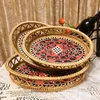 Plates Rattan Basket Hand-Woven Storage Coffee Breakfast Severing Tray Platters Bread Plate For Tea