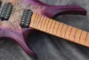 Novo 7 cordas guitarra elétrica sem cabeça roxo explosão torrado wenge pescoço