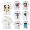 Saint Michael Cho Cartoon Character Print Kortärmad Vintage Ejressed Loose Round Neck Pullover T-shirt HHLB