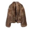 Dwustronne nowe 2024 Autumn/Winter zaszyfrowane tkane szopa szopa czerwona leniwy płaszcz futra dla kobiet, aby wyglądać na szczupły 5711