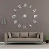 Moderne DIY große Wanduhr 3D Spiegeloberfläche Aufkleber Home Decor Kunst riesige Wanduhr Uhr mit römischen Ziffern große Uhr Y200110304x