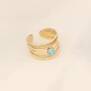 New Jewelry Turquoise Stainless Steel Personalized Geometry Women's Ring Elegance INS Handpiece R106