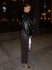 Ailigou Summer Womens Mesh Black Sparkling Diamond Decorative Sexig Tight Long Half Kirt 240306