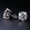 Hip Hop Men smycken S925 Sterling Silver Gold Plated Micro Pave Yellow Colored Moissanite Stud Earring