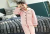 Lente Herfst Kinderen Pyjama Sets Met Lange Mouwen Satijn Zijde Nachtkleding Tiener Pyjama Meisjes Kraag Pijama Y2007046851271