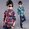 2024 Spring Cotton Kids Clothes Fashion Casual Handsome Shirt for Children blouses Boys Plaid Long Sleeve dress Shirts 240311